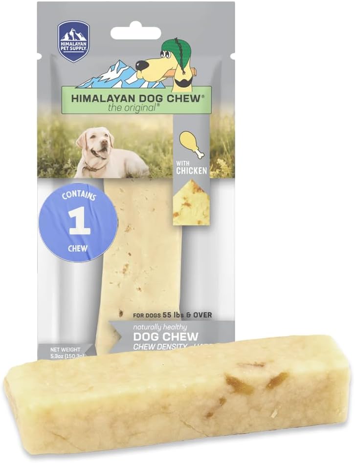 Himalayan Dog Chew Original Yak Cheese Dog Chew, Chicken, 1 X-Large Stick, 5.3 Oz, Gluten Free, Healthy Dog Treats, Grain & Lactose Free 100% Natural, Long Lasting Dog Chews For Dogs Over 55 Lbs