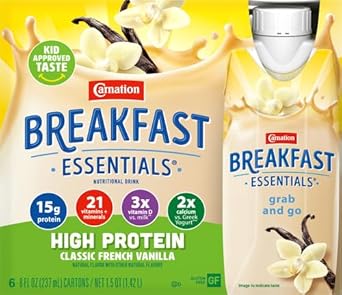 Carnation Breakfast Essentials High Protein Ready-To-Drink, Classic French Vanilla, 8 Fl Oz Bottle (Pack Of 6) (Packaging May Vary)