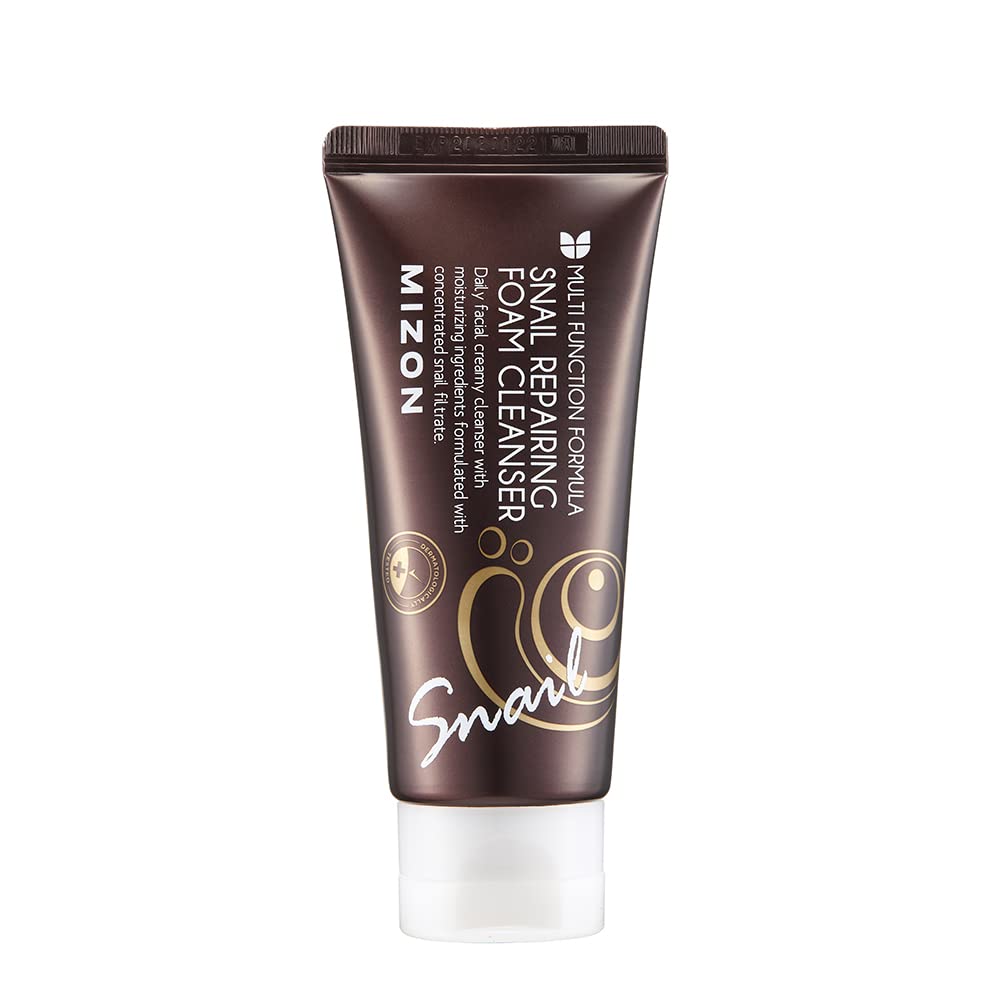 Mizon Snail Repairing Foam Cleanser, Korean Snail Face Wash, Mild And Soft Face Cleanser For Pores And Blackheads, Moisturizing Formula With Snail Filtrate And Soft Bubbles 2.02 Fl Oz