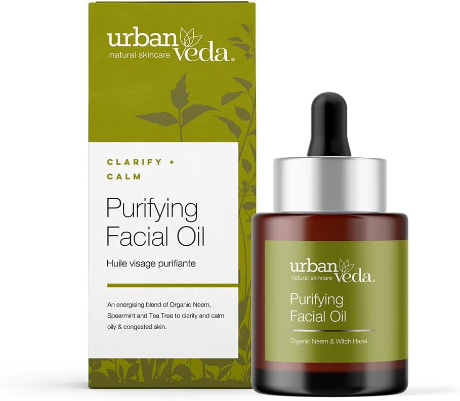 Urban Veda Purifying Facial Oil | Award-Winning | Natural Face Oil With Bio Oil | For Acne Scar Treatment | Witch Hazel & Neem Oil | Teenage And Adult Acne | Vegan| Face Care | Vitamin E Oil | 30 Ml