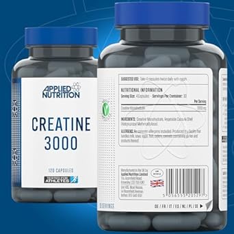 Creatine Monohydrate Capsules 3000mg Per Serving - Gym Supplement for Men & Women - Creatine Monohydrate Powder Alternative - Unflavoured Energy Supplement for Workout (120 Capsules - 30 Servings) : Amazon.co.uk: Health & Personal Care