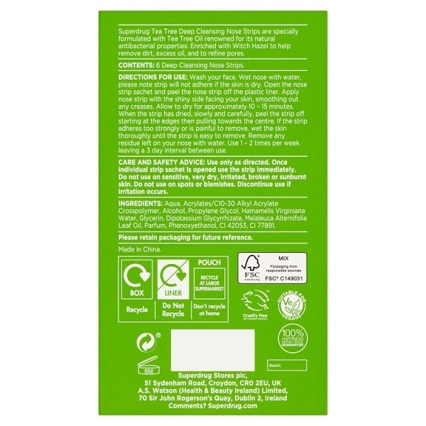 Tea Tree Nose Pore Strips X6