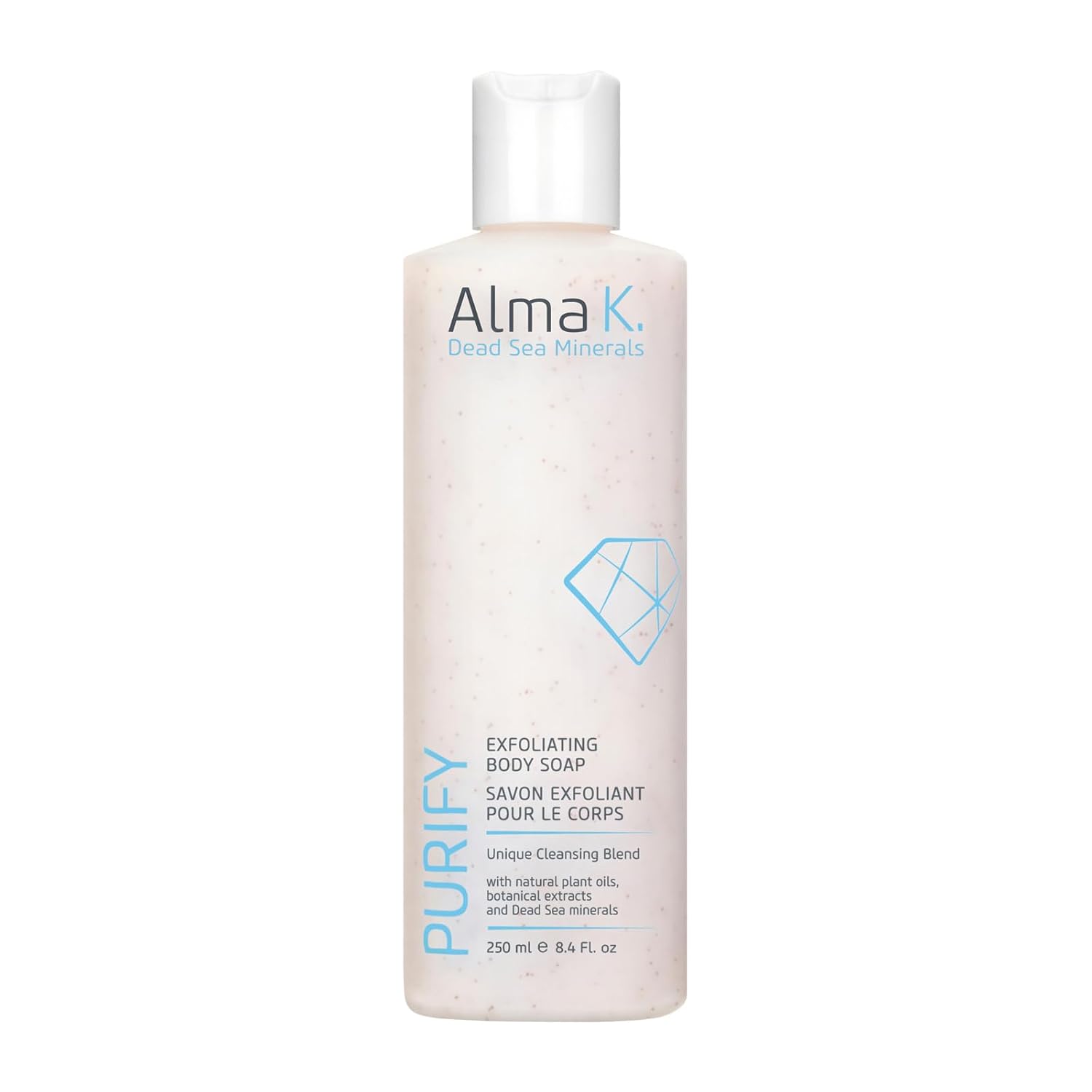 Alma K Exfoliating Body Soap - Exfoliating Body Wash For Women - Body Soap With Dead Sea Minerals - Moisturizing Natural Soap - Liquid Soap - 8.4 Oz
