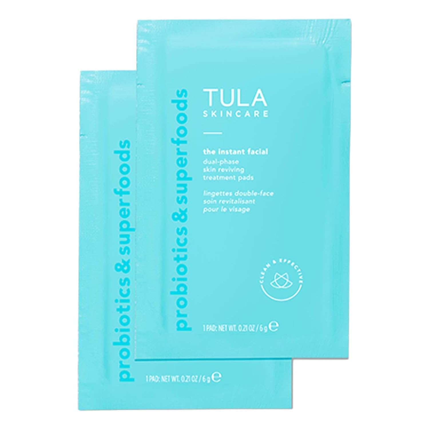 Tula Probiotic Skin Care Dual-Phase Reviving Treatment Pads - 6 Pack, Instant Facial Pads, Smooth And Brighten Skin