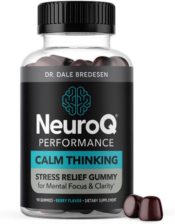 Neuroq Calm Thinking Gummies - Relaxation Support, Calm & Focus - With Sensoril Ashwagandha, Gaba, L-Theanine, Lemon Balm & Chamomile - 30 Day Supply / 90 Gummies