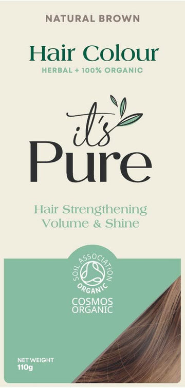 It'S Pure Organic Henna Hair Dye In Natural Brown | 100% Natural, Vegan, & Gluten Free | Ppd Free Hair Dye, Ammonia Free, Resorcinol Free, & Peroxide Free | Volumising, Strengthening, & Revitalising |