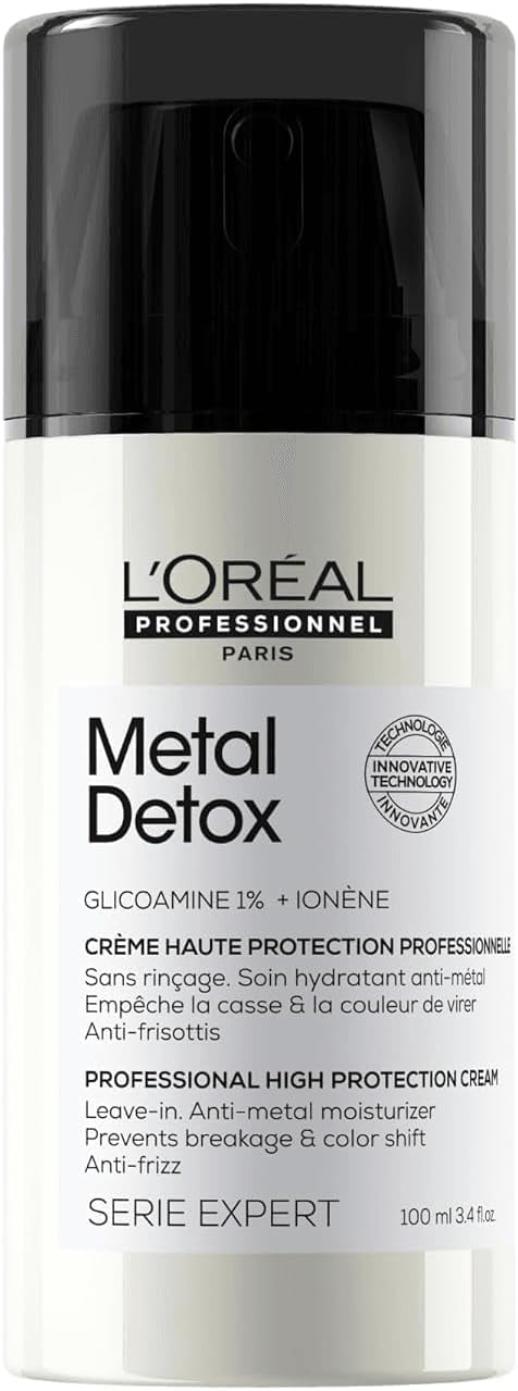 L'Oréal Professionnel Metal Detox Anti-Metal High Protection Cream, Leave-In Treatment For Damaged Hair, Hydrates, Helps Preserve Colour, Serie Expert, 100 Ml, 2.0 Grams, 100.0 Milliliters, Pack Of 1