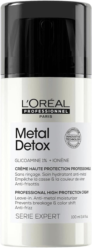 L'Oréal Professionnel Metal Detox Anti-Metal High Protection Cream, Leave-In Treatment For Damaged Hair, Hydrates, Helps Preserve Colour, Serie Expert, 100 Ml, 2.0 Grams, 100.0 Milliliters, Pack Of 1