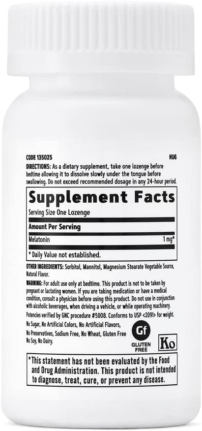 Gnc Melatonin Lozenges 1 Mg - Cherry - 120 Vegetarian Lozenges (120 Servings)