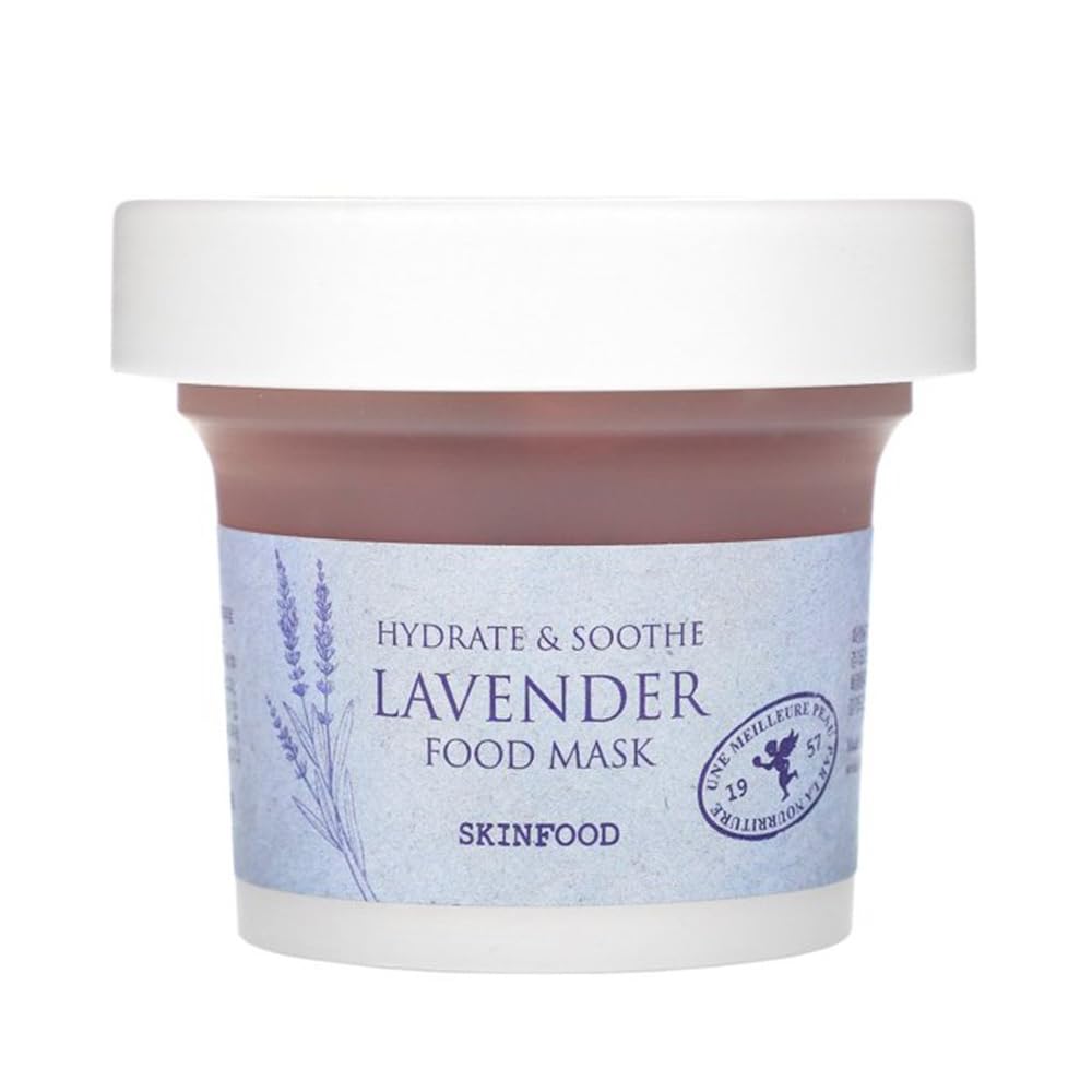 Skinfood Lavender Food Mask 120G (4.23 Oz.) - Panthenol Contains Hydrating & Cooling Gel Wash-Off Mask For Sensitive Skin, Natural Lavender Therapy, Shower-Proof Texture - Wash Off Exfoliating Mask