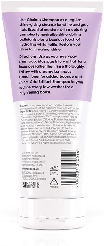 Glorious Shampoo by White Hot, 200ml, suitable for women with grey hair : Amazon.co.uk: Beauty