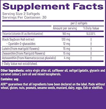 AOR, Vision Support II, Natural Supplement to Support Eye Health, with Lutein and Zeaxanthin, Gluten Free, 60 Softgels (30 Servings) : Health & Household