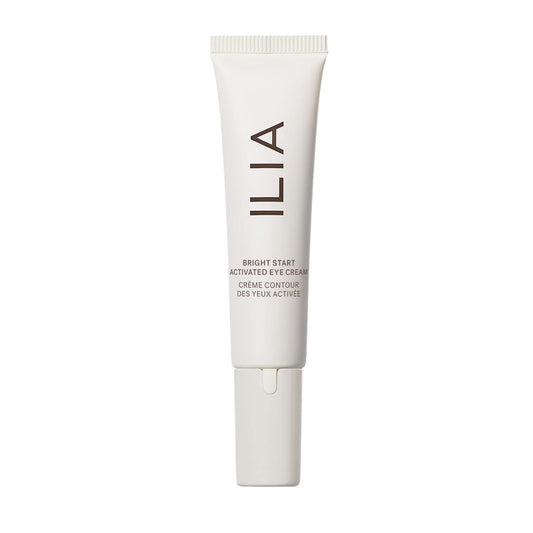 Ilia - Plant-Based Bright Start Activated Eye Cream With Massage Tool Tip | Weightless, Cooling, Help Reduce Puffiness + Fine Lines | Silicone-Free, Cruelty-Free, Vegan, Clean Beauty (0.5 Oz | 15 Ml)
