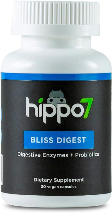 Bliss Digest 7-in-1 Digestive Health Supplement for Women and Men Probiotics and Digestive Enzymes for Gut Health. (1 Bottle, 30 Vegan Capsules)