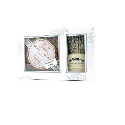 D.R. Harris & Co. Sandalwood Mahogany Shaving Bowl (100G) And Shaving Brush, Shaving Gift Set
