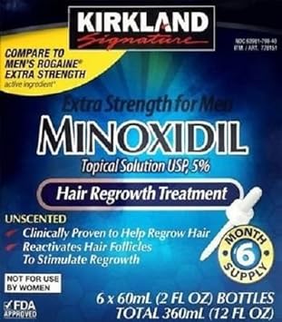 Kirkland Signature 5% Extra Strength Hair Regrowth for Men, 1-Year Supply, 12Count