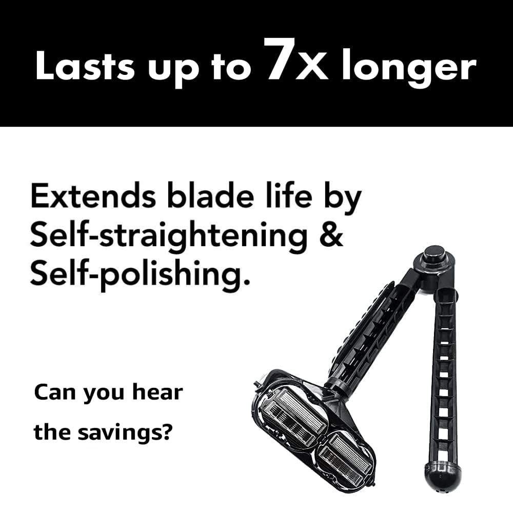 Omnishaver Ergonomic Maintenance Back Shaving Kit - Extendable Handle With Dual Shave Heads For Easy Reach - Includes Lotion Spreader - Self-Cleaning & Self-Stropping - Maintenance Back Shaver For Men : Beauty & Personal Care