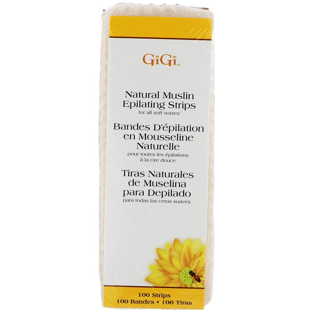 Gigi Waxing Strips For Hair Waxing/Hair Removal, Small Natural Muslin Epilating Strips, 100 Strips