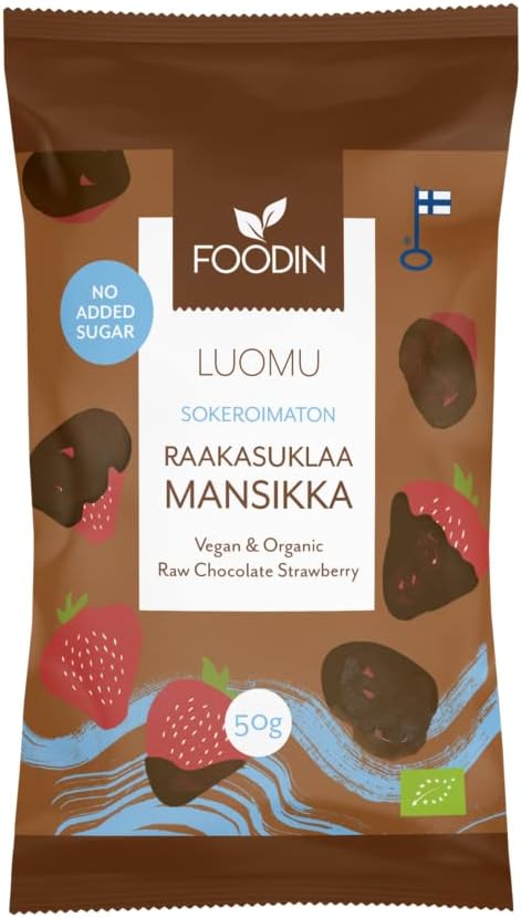 Foodin Organic Raw Chocolate No Added Sugar Strawberry 50G