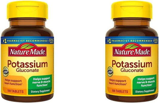 Nature Made Potassium Gluconate 550mg, 100 Tablets (Pack of 2)