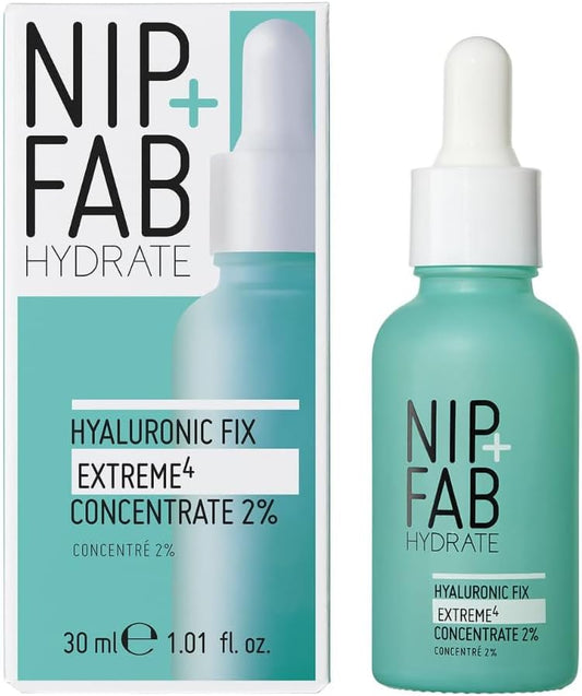 Nip + Fab Hyaluronic Acid Fix Extreme 4 2% Concentrate, Daily Concentrated Drops For Face, Quick Drying Serum For Hydration, Dewy, Visibly Plumped Skin