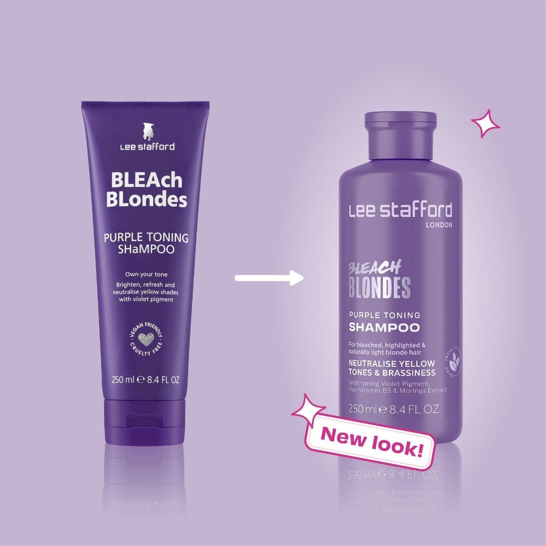 Lee Stafford Purple Toning Shampoo | Bleach Blonde Collection - Neutralizes Brass & Yellow Tones, Great for Bleached, Highlighted, & Grey Hair, Hydrating & Adds Shine to Dry Damaged Hair, 250 ml : Amazon.co.uk: Beauty