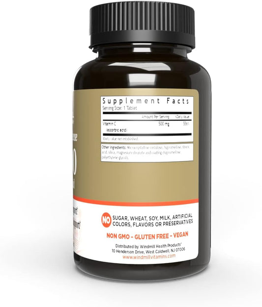 Windmill Natural Vitamins Vitamin C 500 mg Sustained Release, Immune Booster, Antioxidant Support, 60 Tablets, 60 Servings