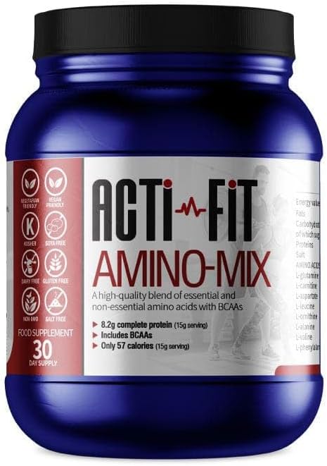 Acti-Fit Amino-Mix | 30-Day Supply | Includes All 8 Essential Amino Acids & Bcaas | Suitable For Vegans