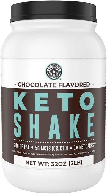 Keto Meal Replacement Shakes, Chocolate, 2lbs, Low Carb Keto Protein Shake Mix, MCT Powder, Grass Fed Hydrolyzed Collagen Peptides, Keto Breakfast Shake, 20g Fat, 14g Protein, 1 Net Carb, Zero Sugar