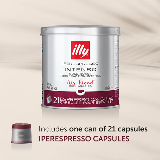 illy Coffee iperEspresso Capsules - Single-Serve Coffee Capsules & Pods - Single Origin Coffee Pods – Intenso Dark Roast with Notes of Cocoa & Fruit - For iperEspresso Capsule Machines – 21 Count