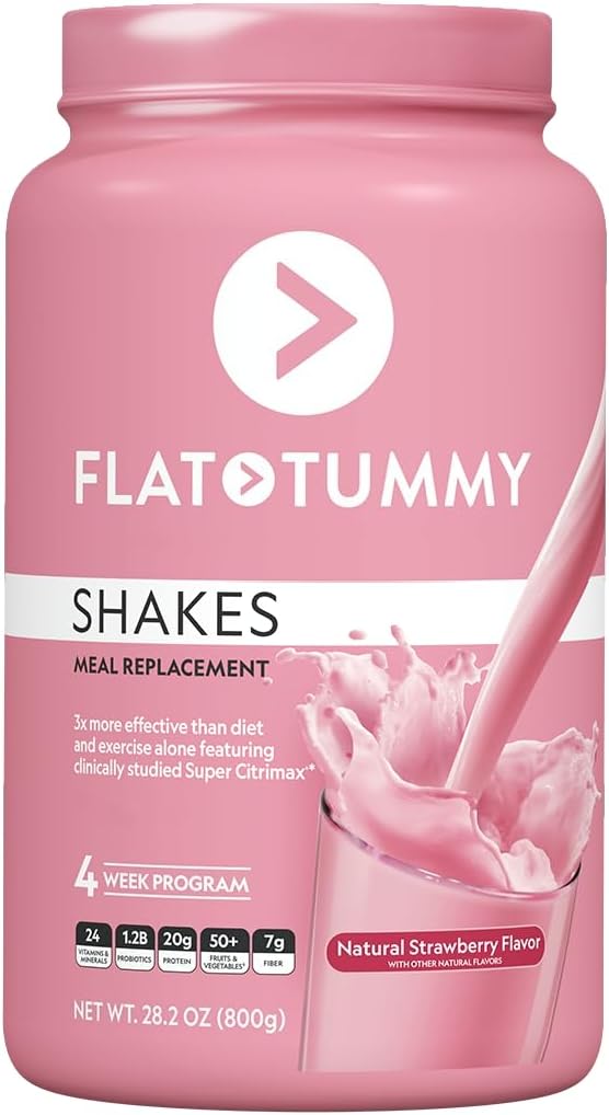 Flat Tummy Tea Meal Replacement Shake – Strawberry, 20 Servings, Ebt Eligible - Plant Based Protein Powder For Women – Vitamins & Minerals - Dairy Free, Gluten Free, Keto-Friendly Shakes - 1.76 Pound (Pack Of 1)