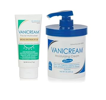 Vanicream Moisturizing Cream with Pump, 16 Ounce & Facial Moisturizer with SPF, 2.5 Ounce