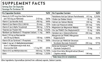 Thorne Men's Multi 50+ - Daily Multivitamin and Nutrients for Men Without Iron and Copper to Support Healthy, Active Lifestyle - Gluten-Free, Soy-Free - 180 Capsules - 30 Servings