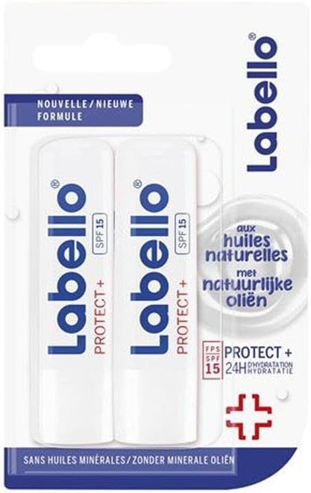 Labello Duo Protect + Fps15 Lip Balm, Repairing, Sun Protection, 2 X 4.8G