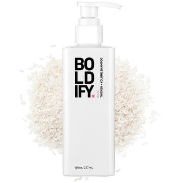 Boldify Thickening Shampoo - Rice Water Shampoo For Hair Growth, Thinning Hair & Oily Hair And Volumizing Shampoo For Fine Hair, Weightlessly Removes Excess Oil - 8Oz
