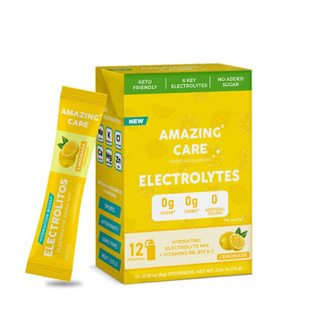 Amazing Care Sugar Free Electrolytes Powder Packets For Optimal Hydration - Lemonade Flavor 12 Sticks