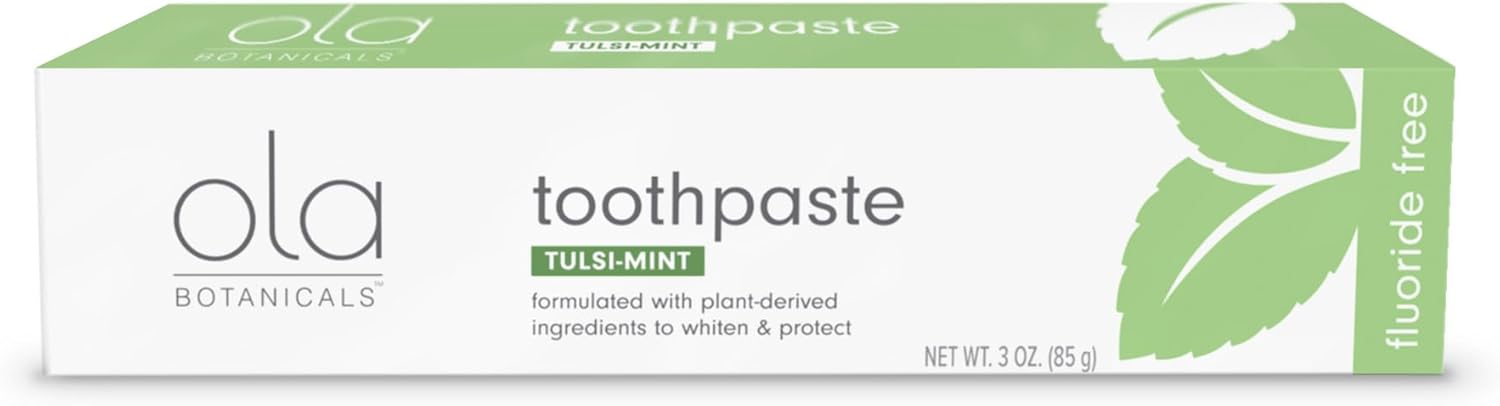 Ola Botanicals Toothpaste (3 Oz.), tulsi-mint, plant-derived ingredients to whiten and protect, Fluoride Free, Soy Free, Non GMO, Dr. Mercola : Health & Household