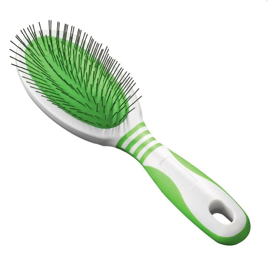 Andis 65720 Pin Brush For Medium & Long Hair Dogs - Gentle & Effective In Removing Dirt, Dust & Loose Hair - Promotes Healthy Skin & Coat - Large, Green/White