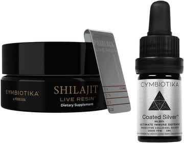 Cymbiotika Pure Shilajit Resin And Coated Silver Bundle, Elemental Gold, Immune & Digestive Support Supplement, Colloidal Silver Liquid Supplement, Immune System Booster For Kids & Adults