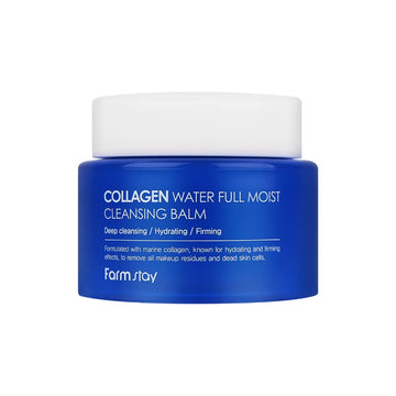 Farmstay Collagen Water Full Moist Cleansing Balm 3.21 Fl Oz/ 95Ml | Korean Skin Care - Cleanser With Marine Collagen, For Hydrating, Firming, Makeup Remover, Balm To Oil, Double Cleanse, Face Wash