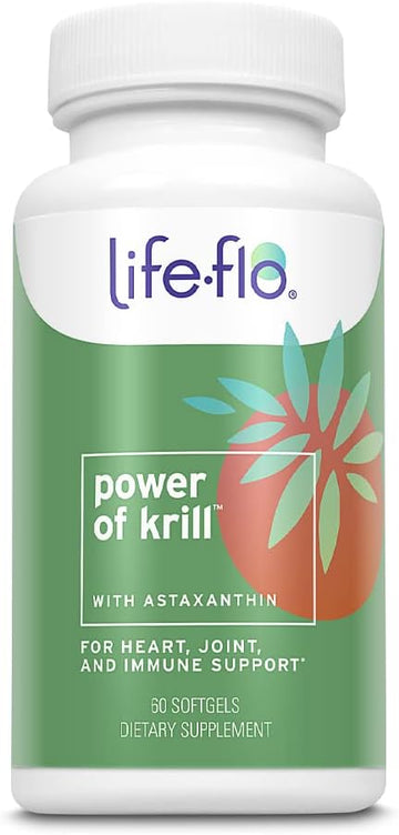 Life-Flo Power Of Krill | Antarctic Krill Oil W/Omega-3S & Astaxanthin | Immune, Heart & Joint Formula | 60Ct, 30 Serv