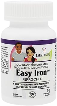 Easy Iron 25mg Capsules by BariatricPal - Highly Absorbable & Easy On Your Stomach! (90ct)