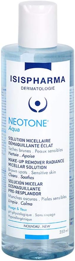 Isispharma Neotone Aqua - Micellar Water Cleansing Solution And Makeup Remover - For Sensitive Skin - Makes Your Skin Soft Radiant - Glass Skin Effect - Made In France