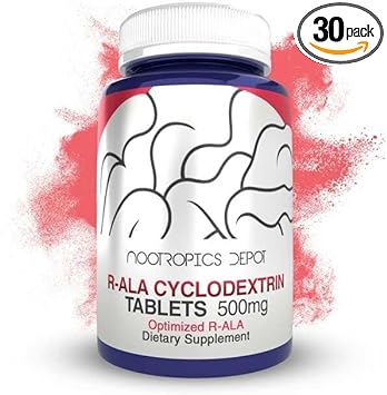 Nootropics Depot R-Ala Cyclodextrin Complex Tablets | 500Mg | Optimized R-Alpha Lipoic Acid | 30 Count