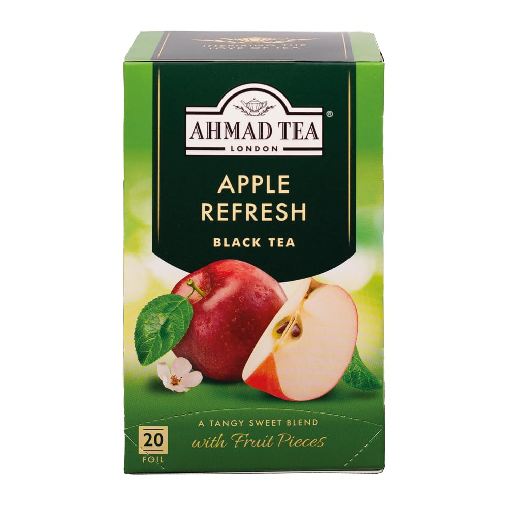 Ahmad Tea Black Tea, Apple Refresh Teabags, 20 Ct (Pack Of 6) - Caffeinated & Sugar-Free