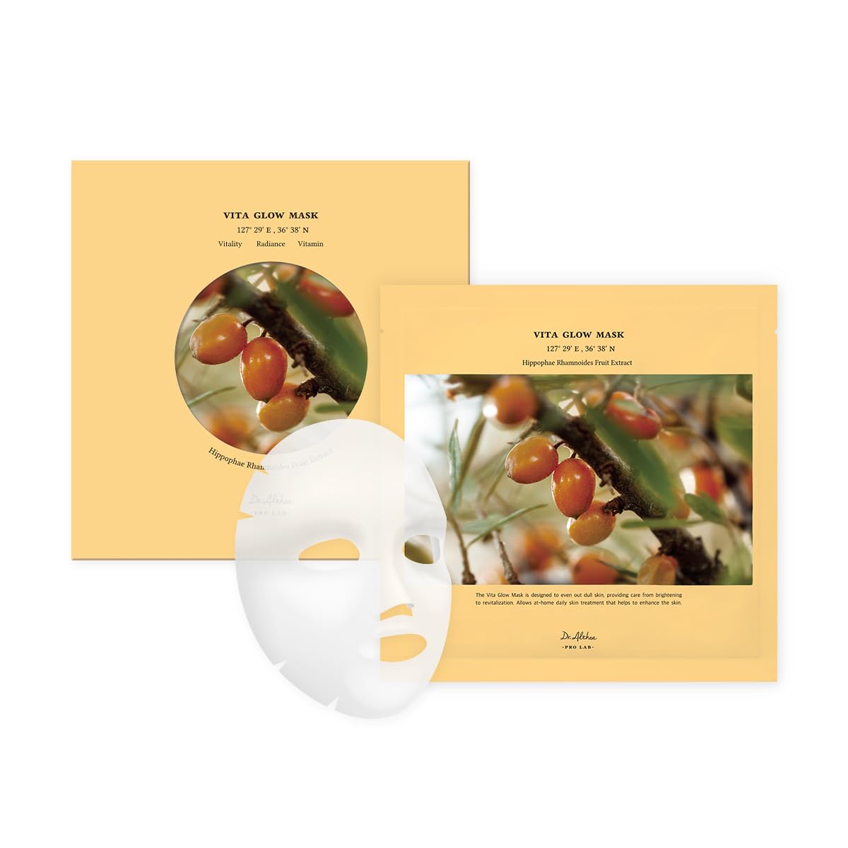 Dr.Althea Vita Glow Mask | Vitamin C & Niacinamide | Even Skin Tone For All Skin Types | Vegan Korean Sheet Mask | Pack Of 5