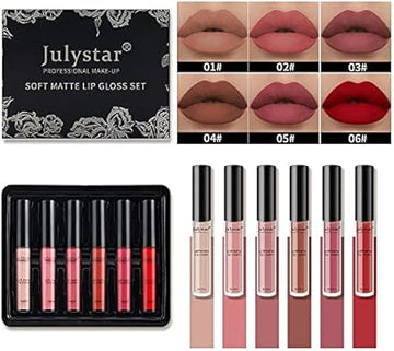 Julystar Matte Lip Glaze Set Colorful Lipstick Lip Gloss Set
