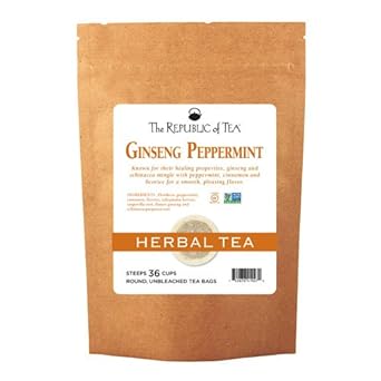 The Republic Of Tea Ginseng Peppermint Herbal Tea, 36 Tea Bag Refill