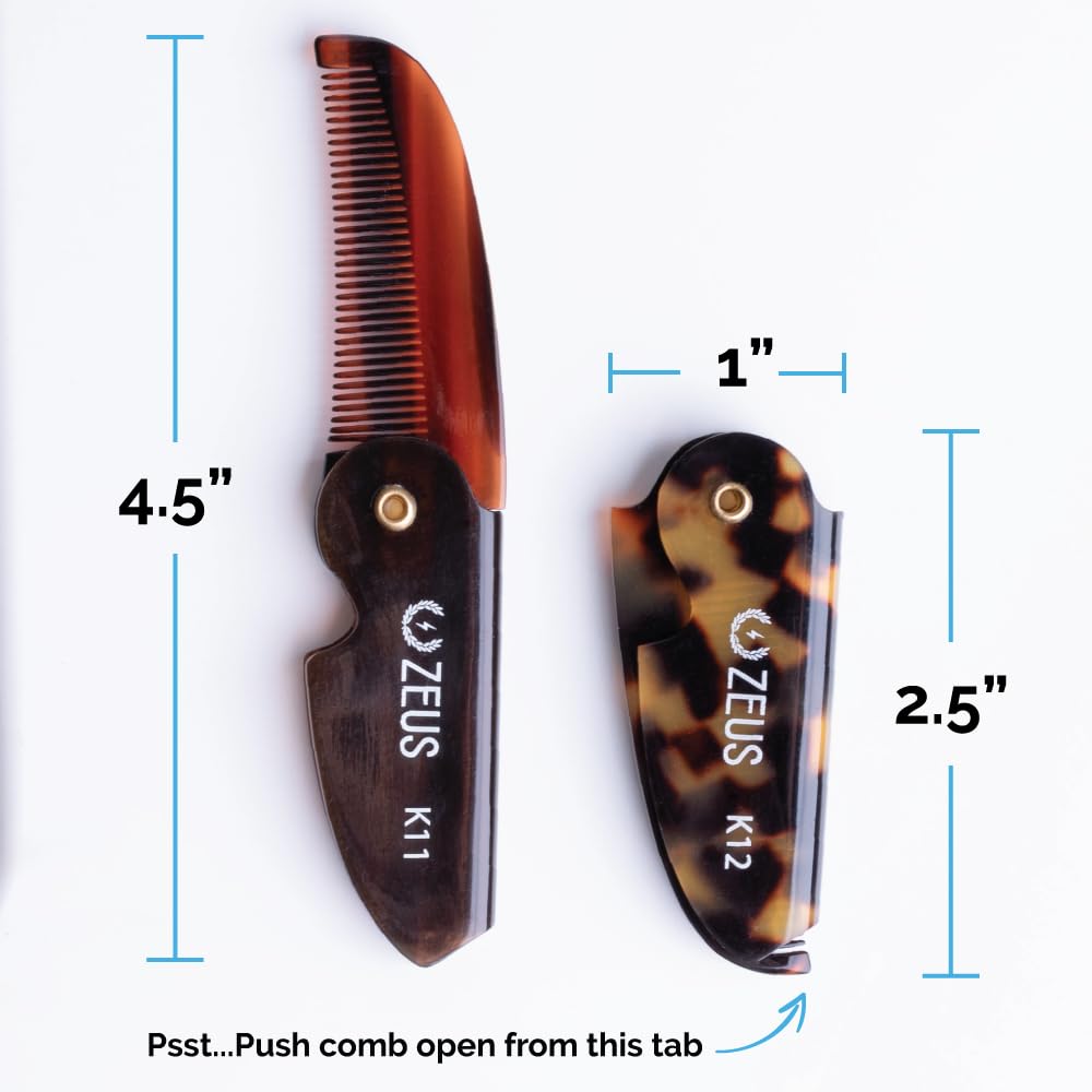 Zeus Folding Mustache Comb For Men, Handmade Saw-Cut Pocket Comb For Men’S Beard & Moustache Grooming, Compact & Travel Friendly (Traditional) K11 : Beauty & Personal Care