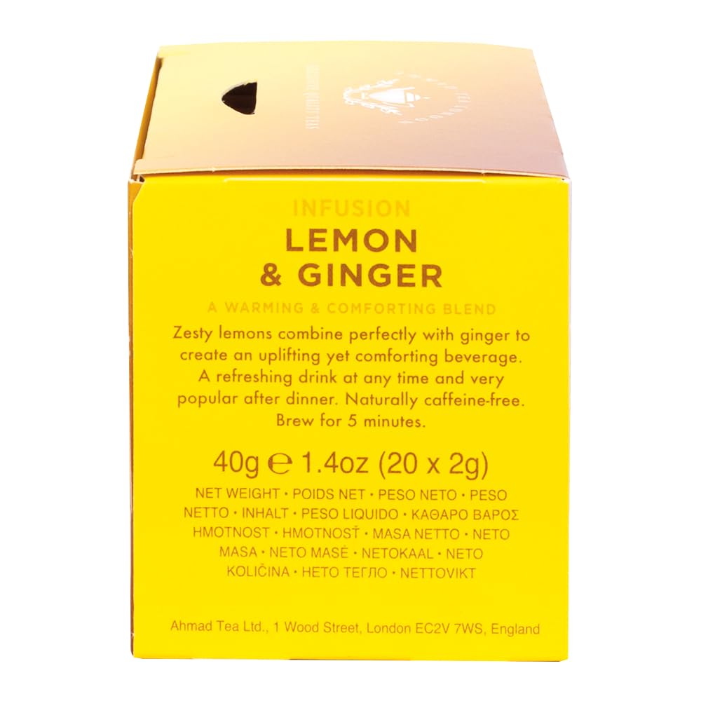 Ahmad Tea Tea Infusion, Lemon & Ginger, 40G, 20 Count